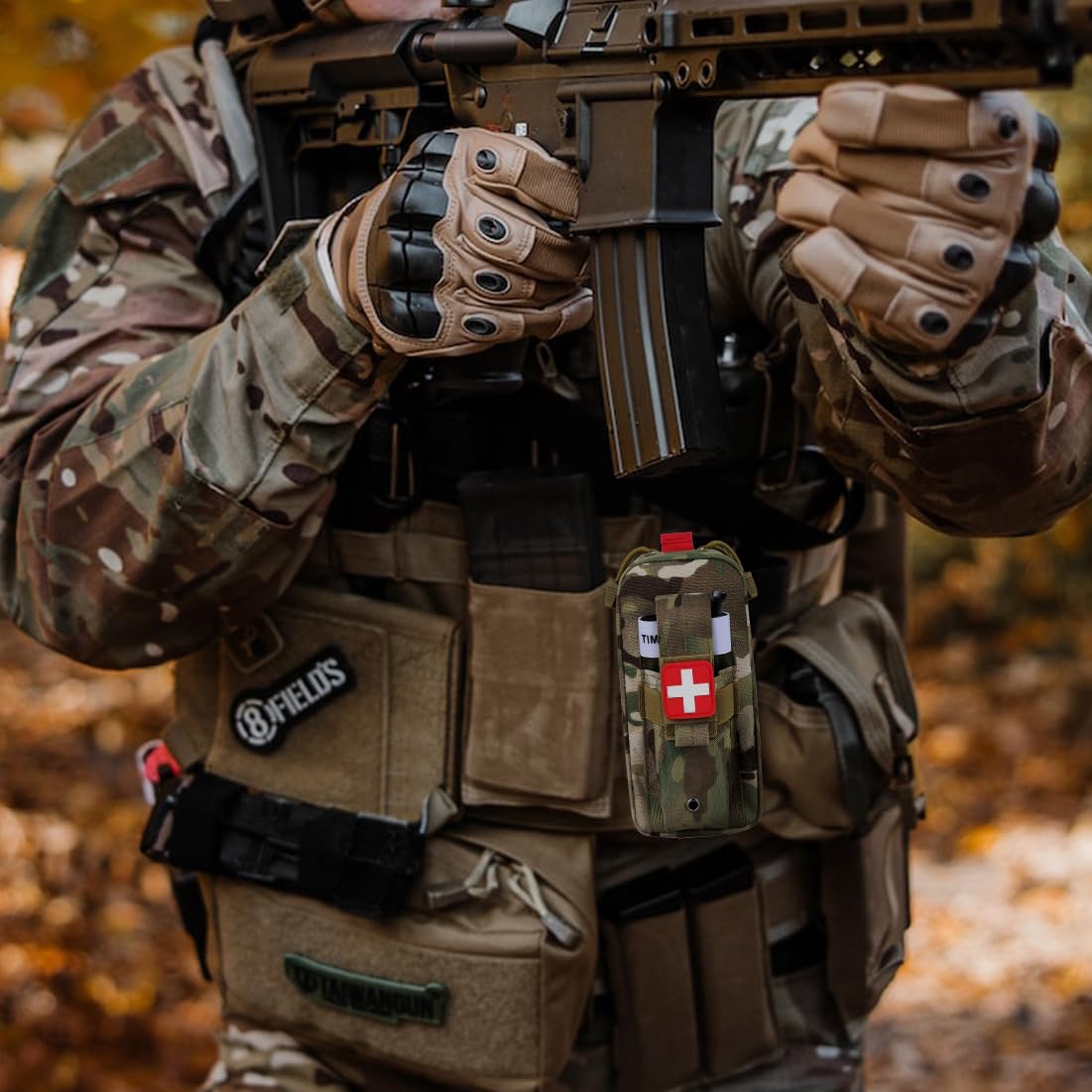 VVIITOP IFAK pouch with MOLLE attachment secures compact trauma supplies on backpacks