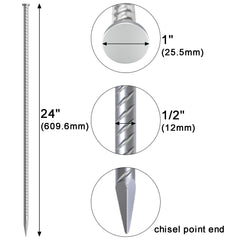 VVOKGO chisel-point end stake demonstrates quick penetration into asphalt, concrete, wood, or sand.