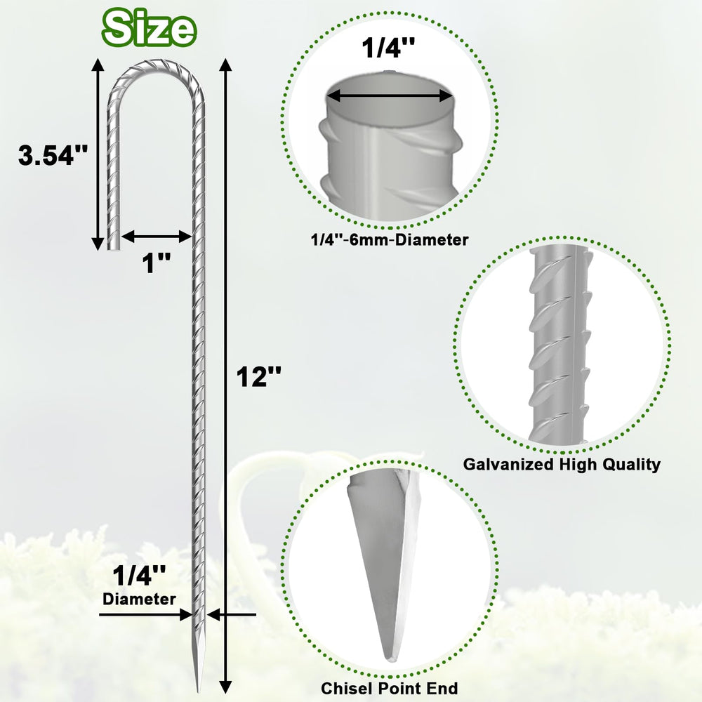 VVOKGO galvanized stakes 1/4-inch diameter provide durable ground anchoring.
