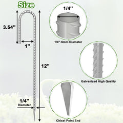 VVOKGO galvanized stakes 1/4-inch diameter provide durable ground anchoring.