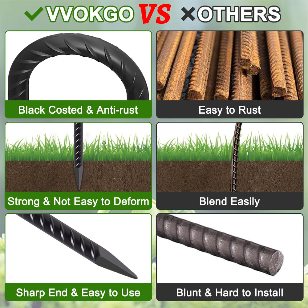 VVOKGO rebar stakes chisel-point end enables quick ground penetration