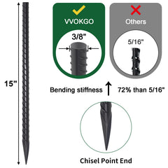 VVOKGO Rebar Stakes with chisel point guiding easy ground insertion for strong supports