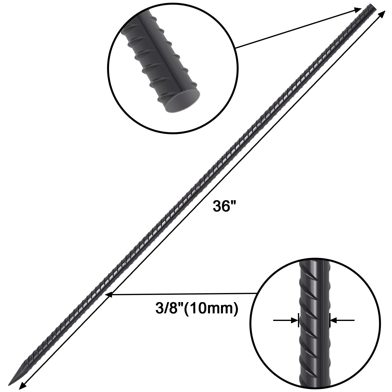 VVOKGO Rebar Stakes with chisel point enabling easy soil penetration