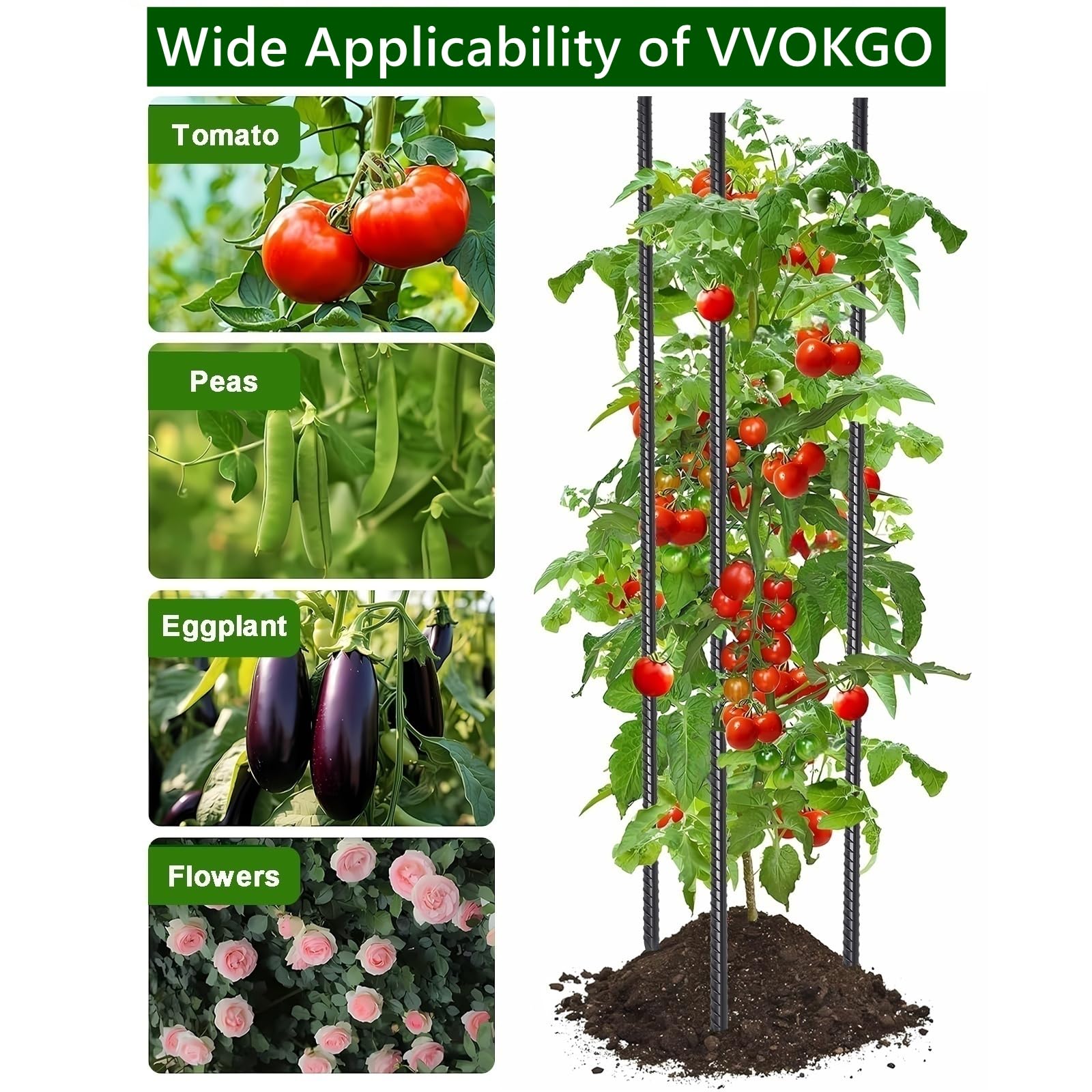 VVOKGO Rebar Stakes provide strong plant support and border stability