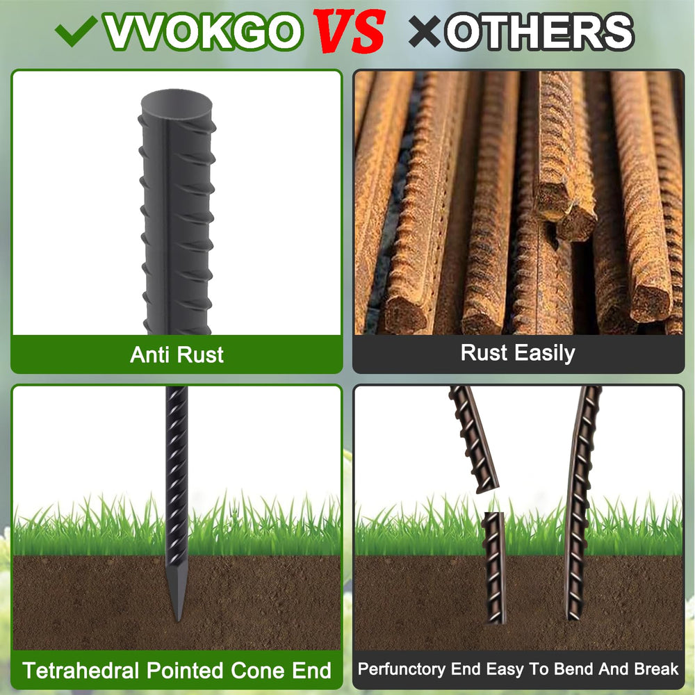 VVOKGO Rebar Stakes powder-coated finish resists weathering for long-term use