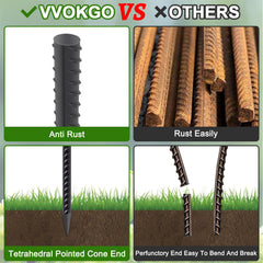 VVOKGO Rebar Stakes powder-coated finish resists weathering for long-term use
