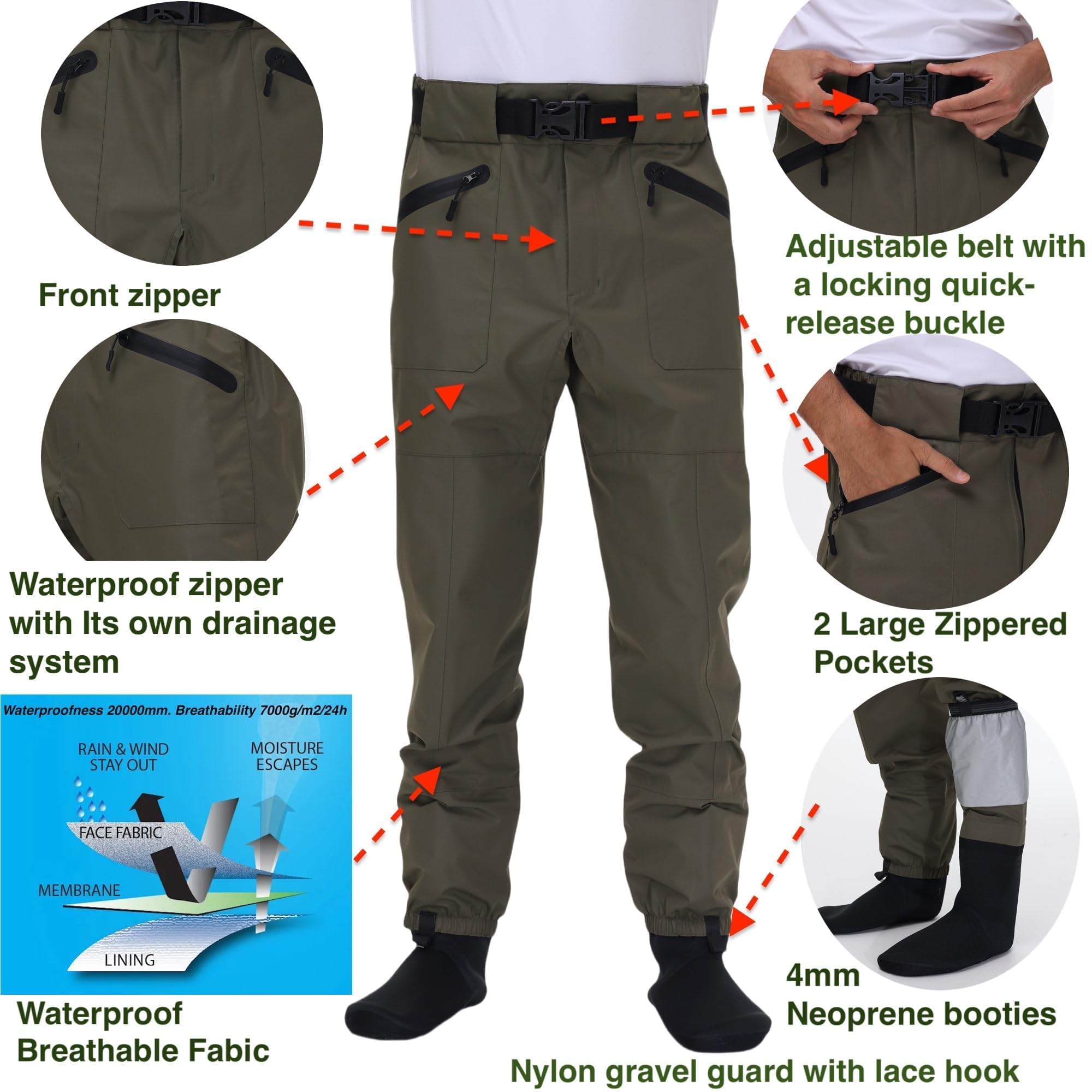 High-waisted design with quick-release belt buckle