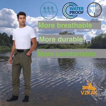 Gravel guards with boot lace hooks on VZKAK waders