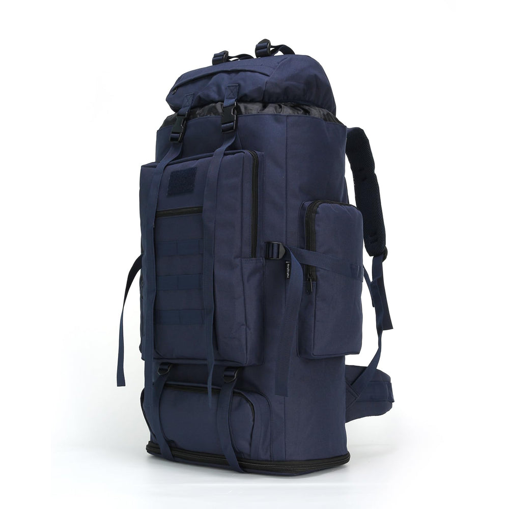 W WINTMING 70L backpack with drawstring main compartment showing organized packing for multi-day hikes.