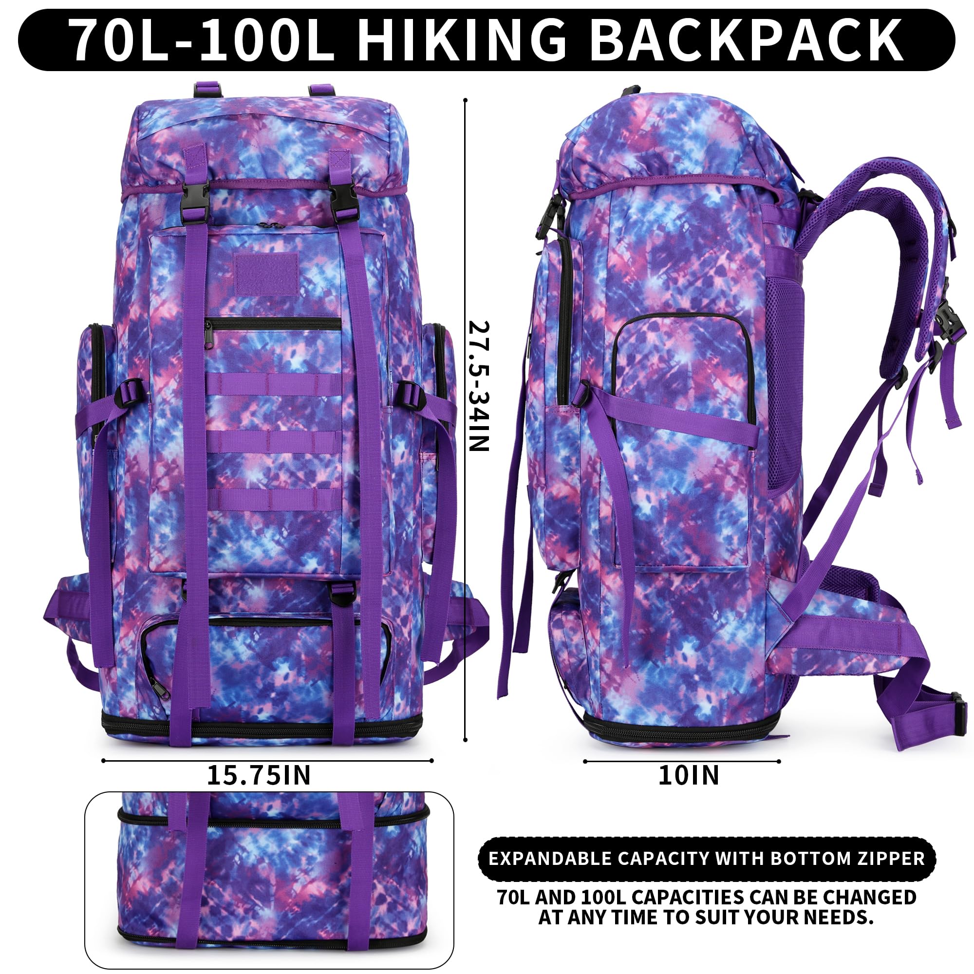W WINTMING hiking backpack laptop compartment protects devices during travel.
