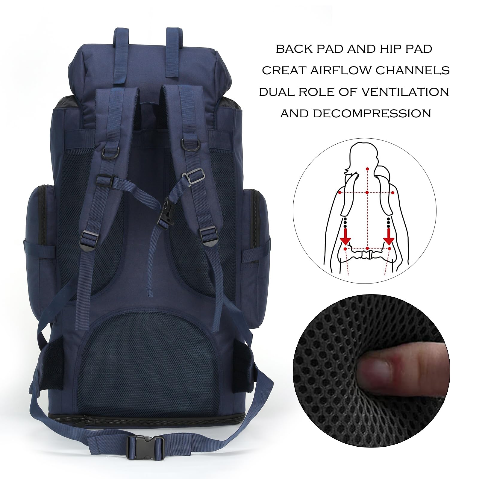 W WINTMING MOLLE system area ready to attach extra gear on adventures.