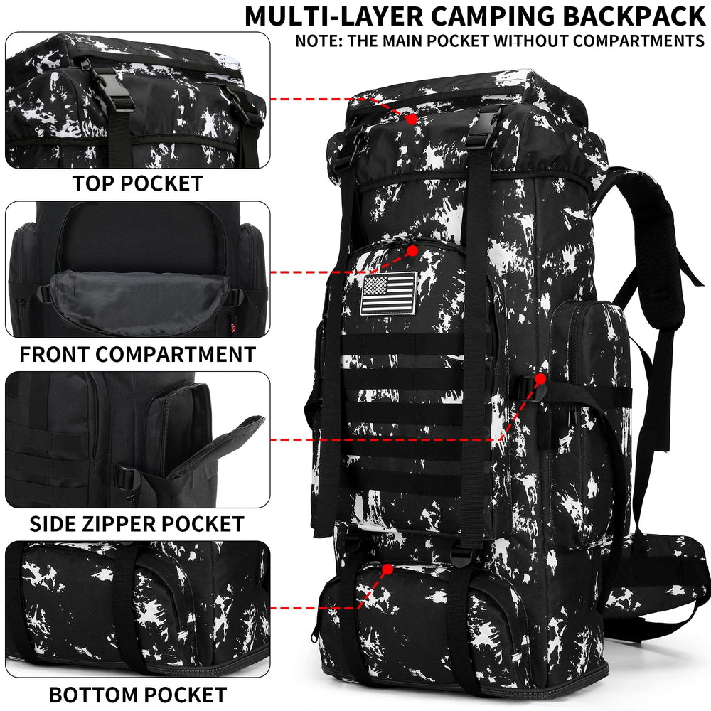 W WINTMING hiking backpack MOLLE system enables attaching extra gear for expeditions.