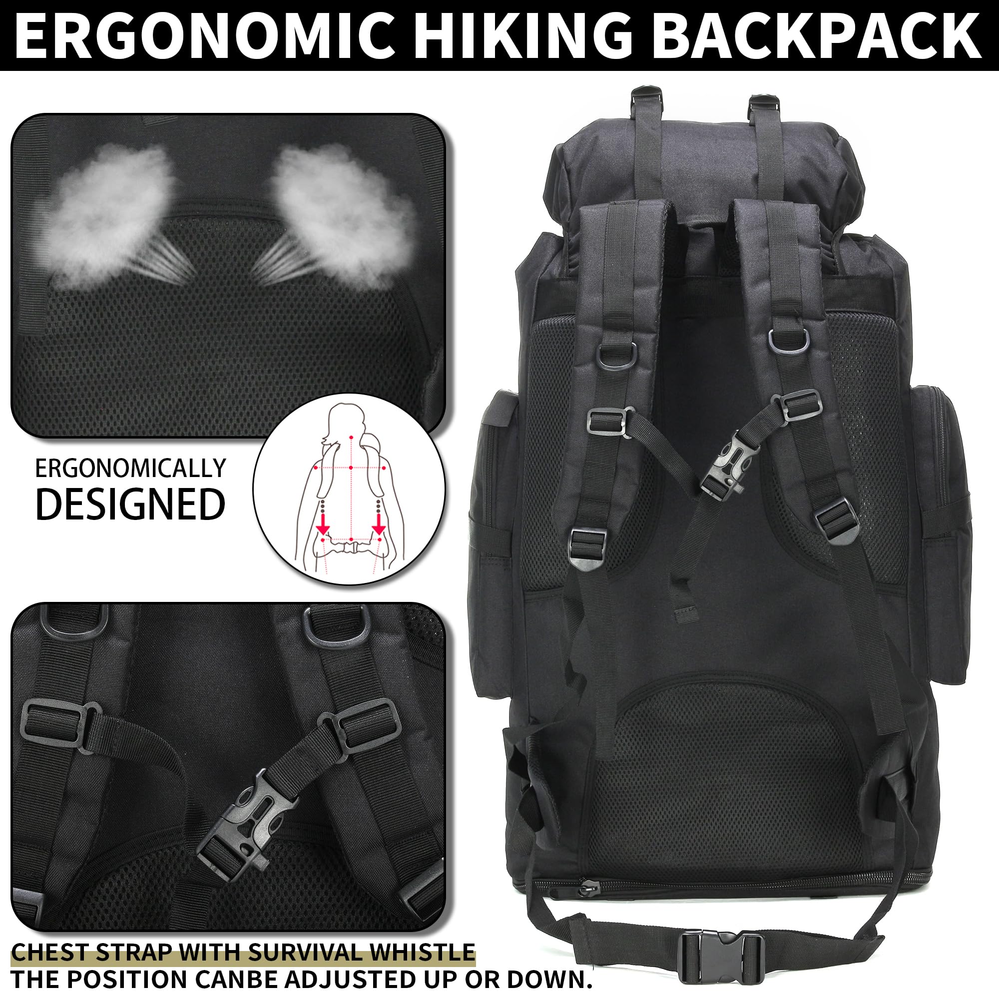W WINTMING hiking backpack MOLLE system enables modular gear attachments.