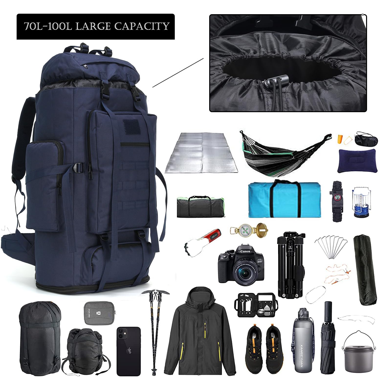 W WINTMING breathable mesh shoulder straps relieve shoulder strain during long treks.