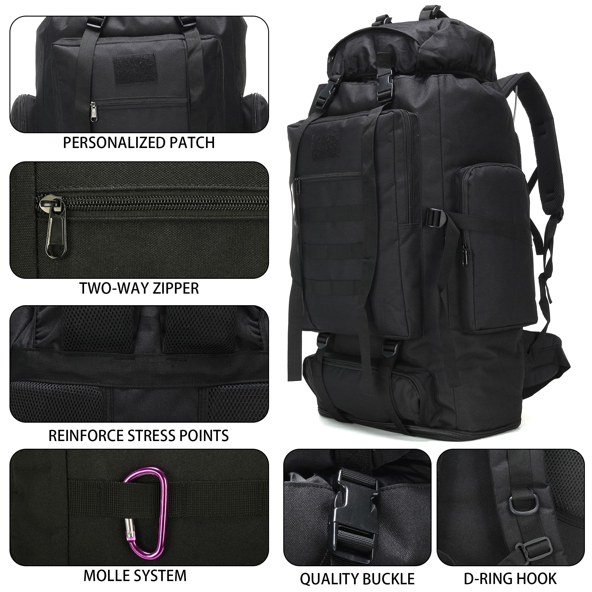W WINTMING hiking backpack padded shoulder straps reduce fatigue on long hikes.