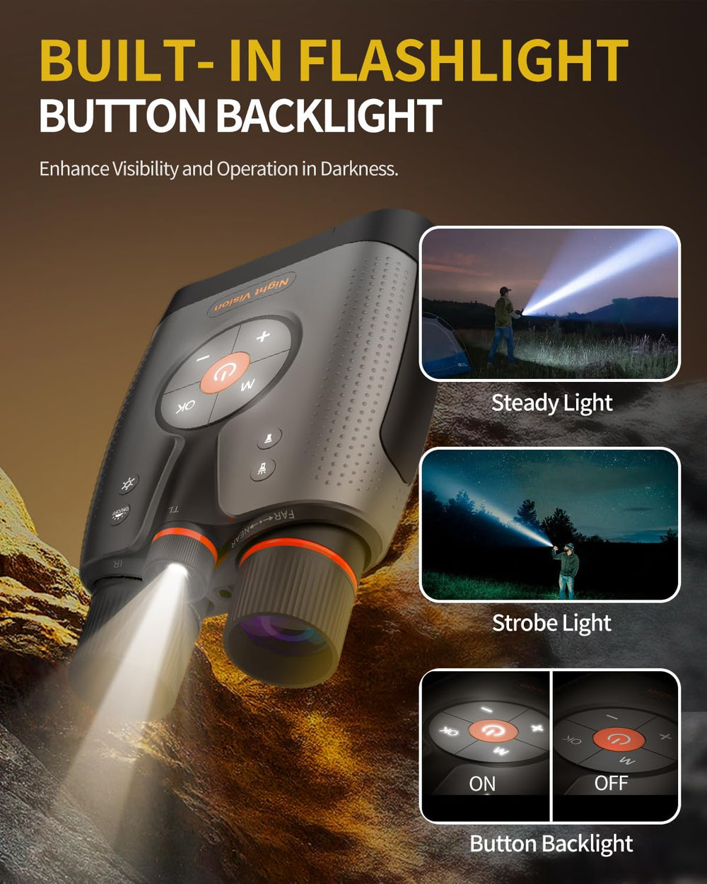Waaniynan True 4K Night Vision Binoculars with tactical light for enhanced outdoor safety.