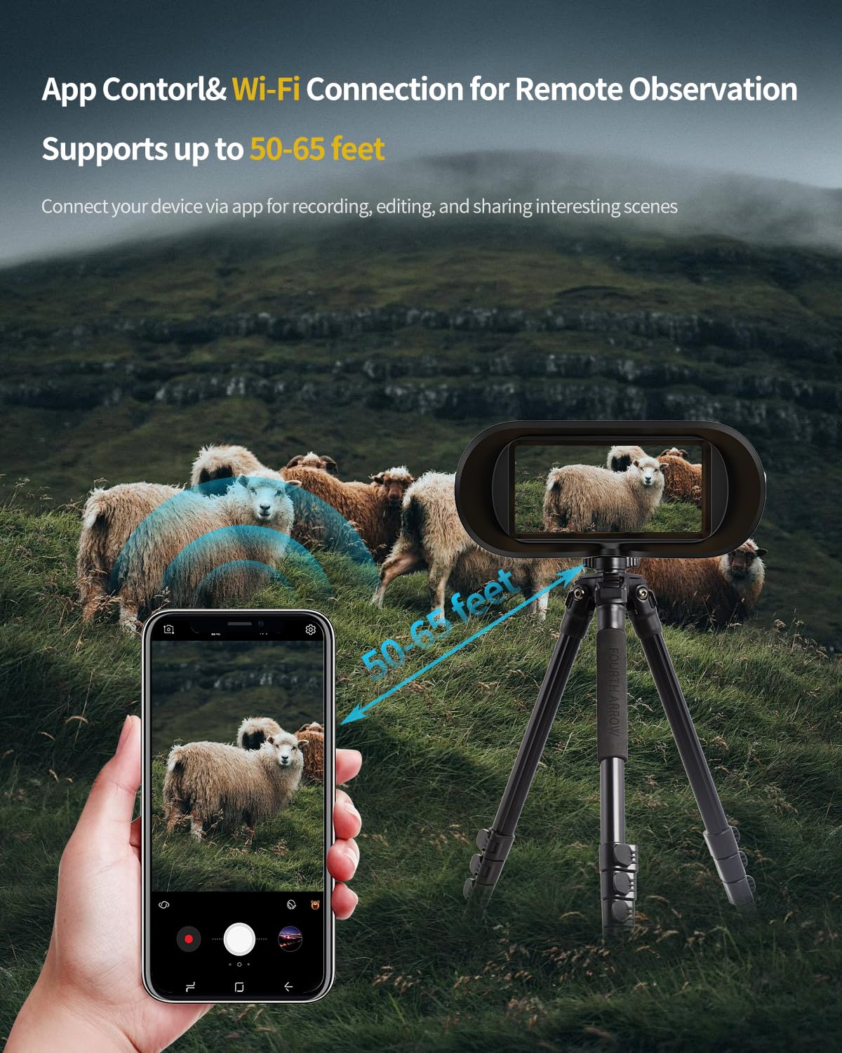 Waaniynan True 4K Night Vision Binoculars with WiFi app control enables remote capture.