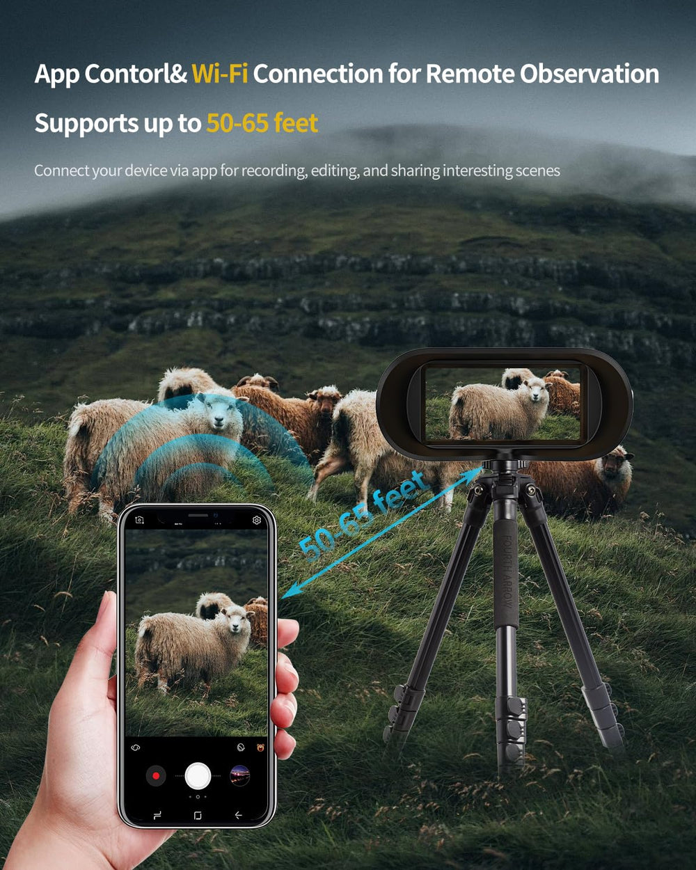 Waaniynan True 4K Night Vision Binoculars with WiFi app control enables remote capture.