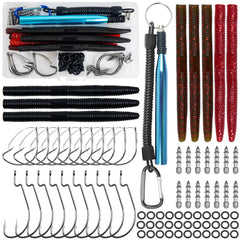 Wacky rig worm fishing lures kit display with 94pcs components