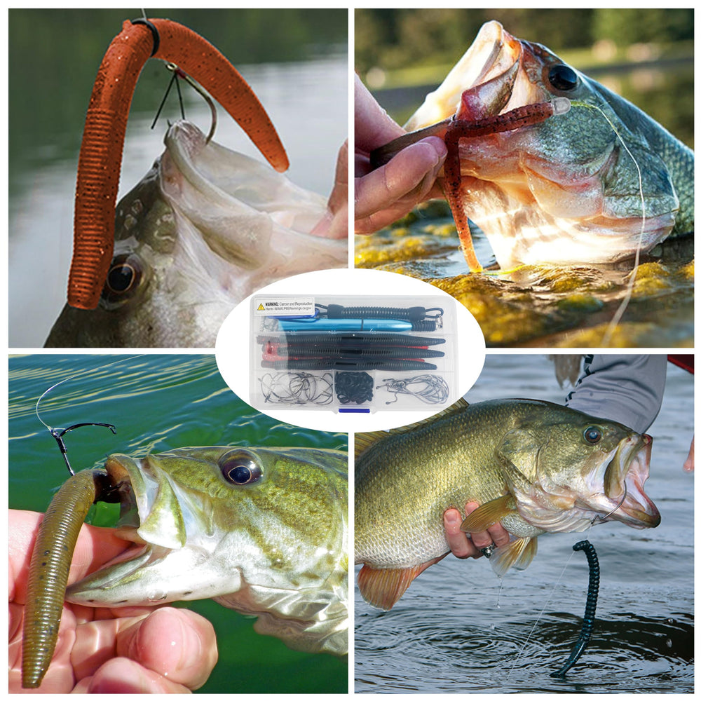 Bass fishing setup using Wacky Rig Worm kit