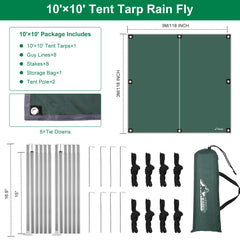 WADEO tarp stakes stabilize shelter in windy conditions.
