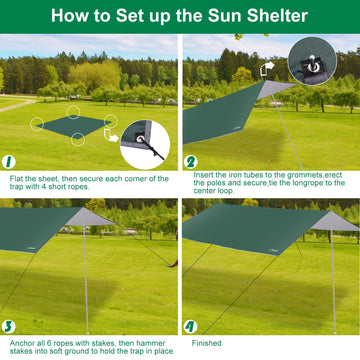 WADEO tarp weather protection shields you from sun and rain.