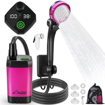 WADEO portable shower battery 6000mAh powers off-grid showers, all-day reliability