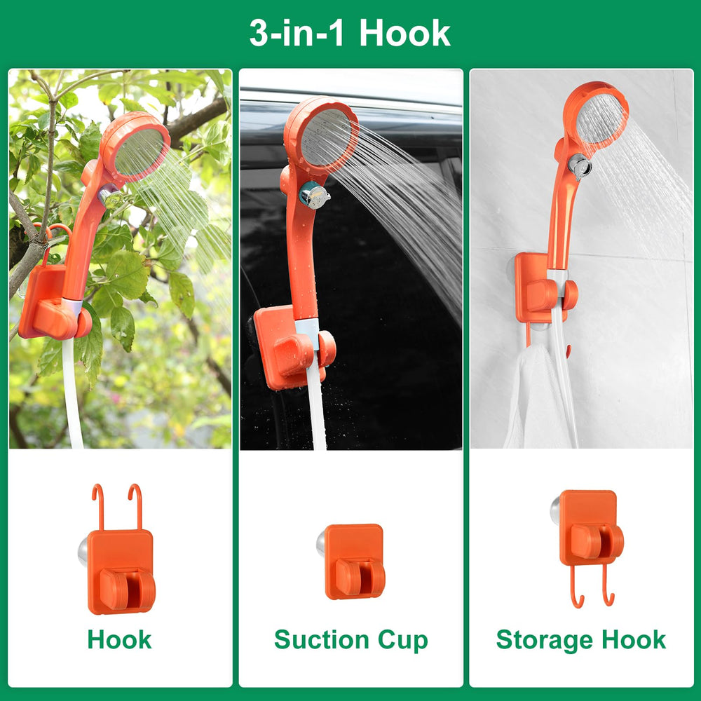 WADEO portable shower uses a 6000mAh battery for long camp showers.