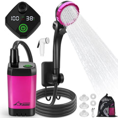WADEO portable shower battery 6000mAh powers off-grid showers, all-day reliability