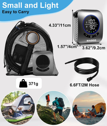 WADEO portable shower includes accessories for quick setup