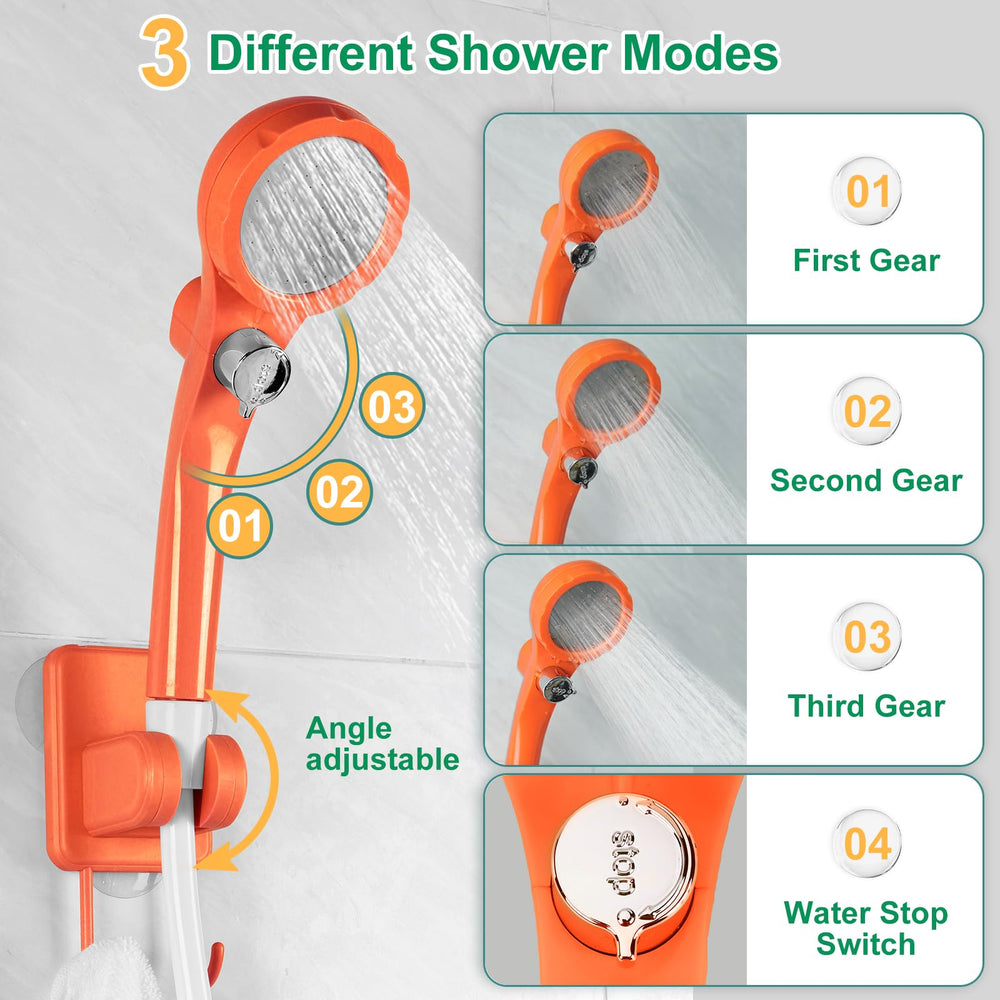 WADEO portable shower bottom suction keeps it stable on smooth surfaces.