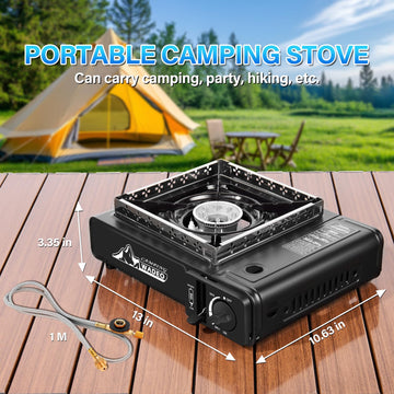 WADEO propane adapter connects to 16 oz canisters for flexible outdoor fueling.