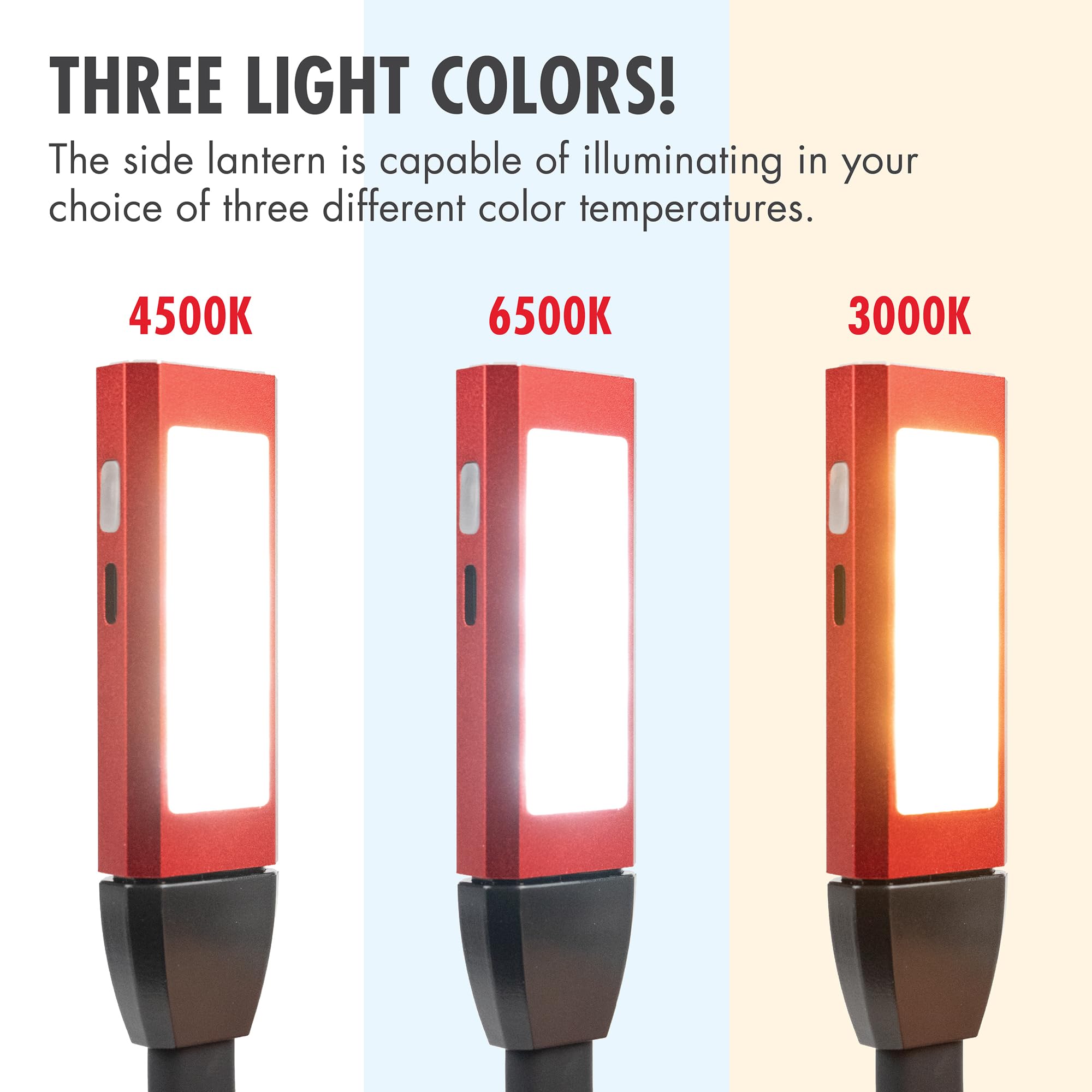 Wagan Flexxlite side lanterns show warm to daylight options for reading