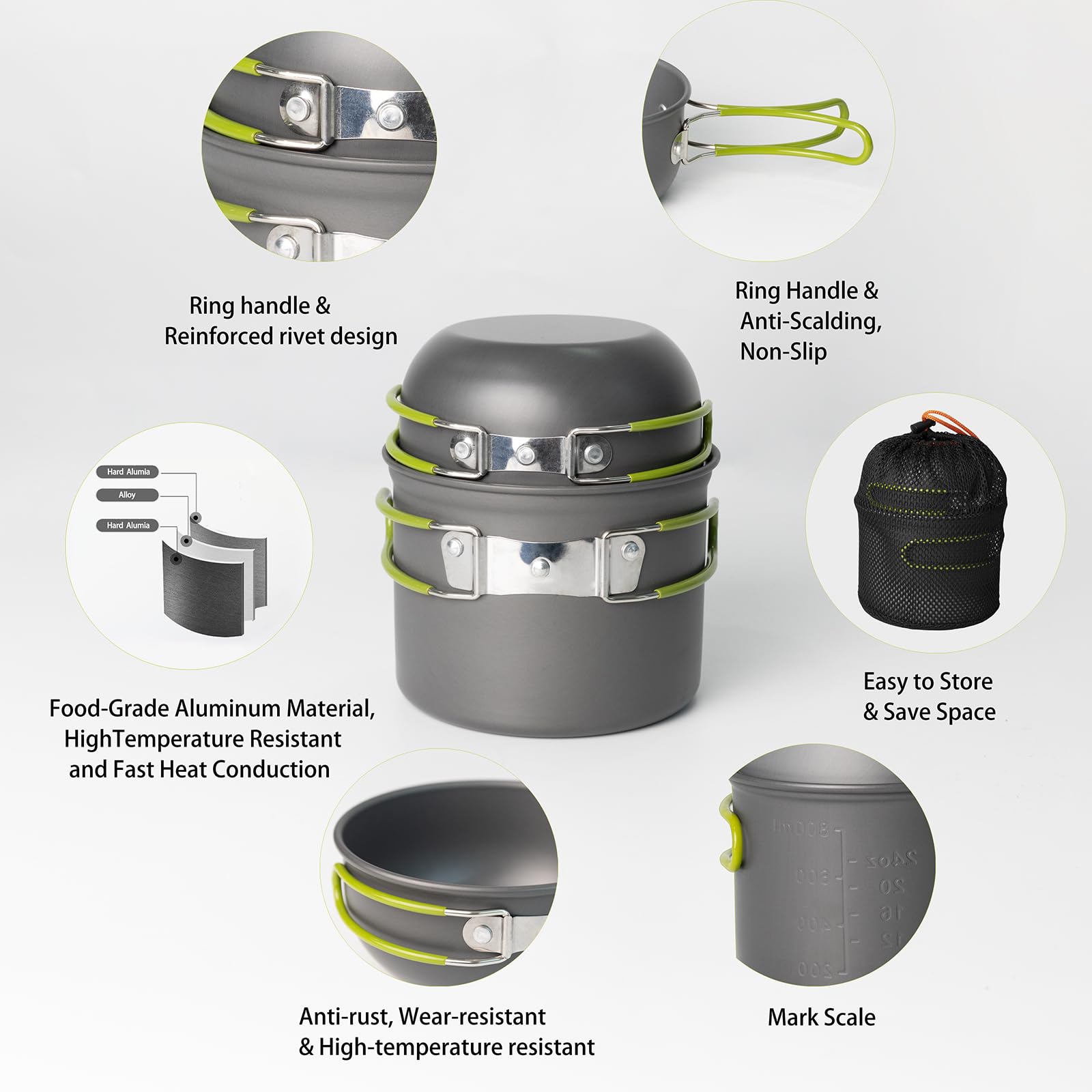 WAILAMHK anti-scalding lid and silicone handle prevent burns during outdoor cooking