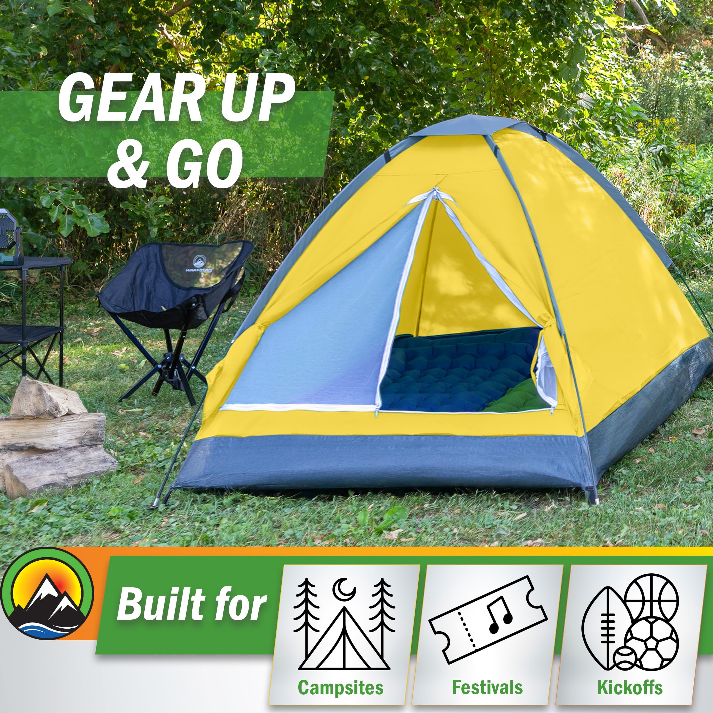 Wakeman 2-person tent fiberglass poles provide sturdy support
