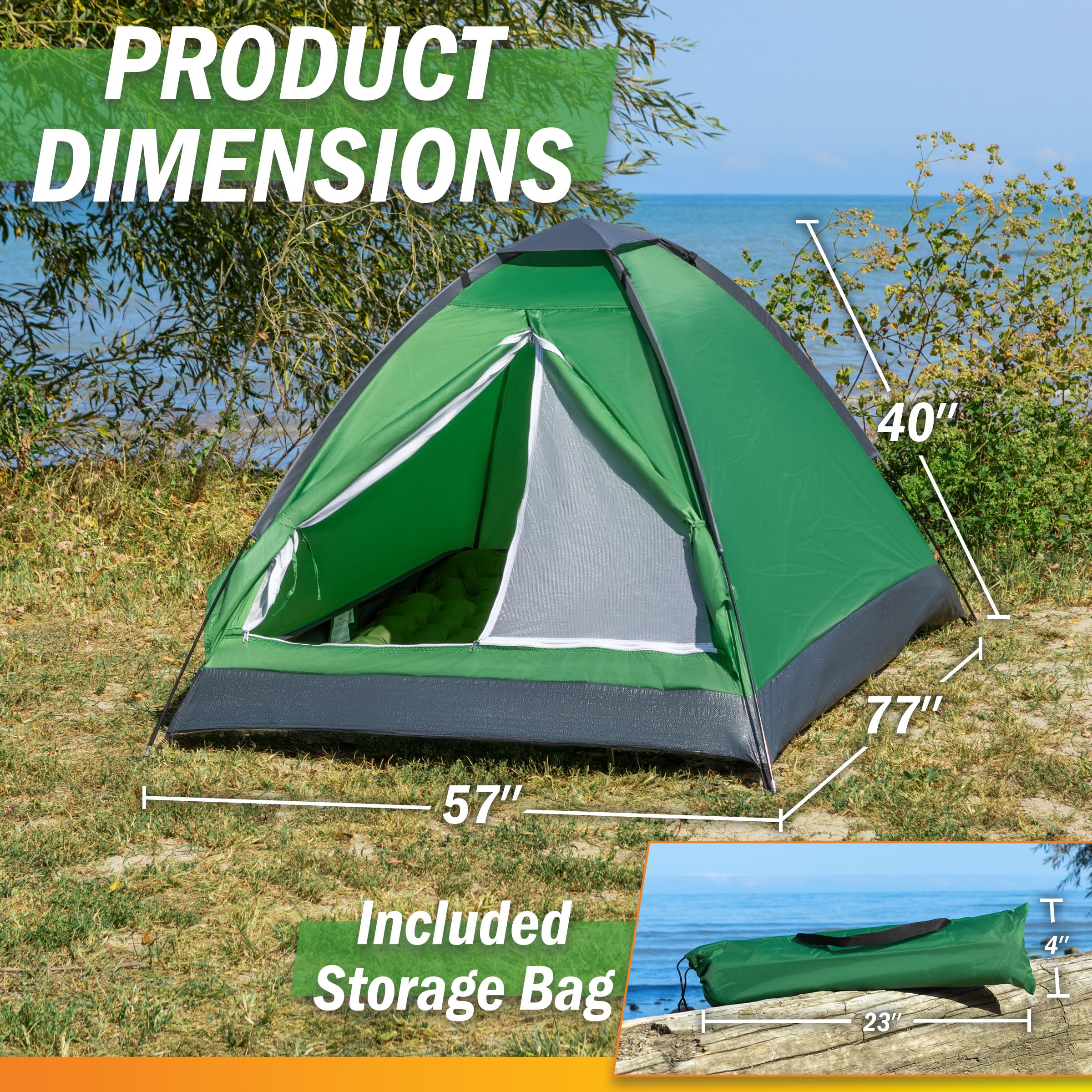 Wakeman 2-person tent interior with dual-layer door showing airflow and privacy for camping.