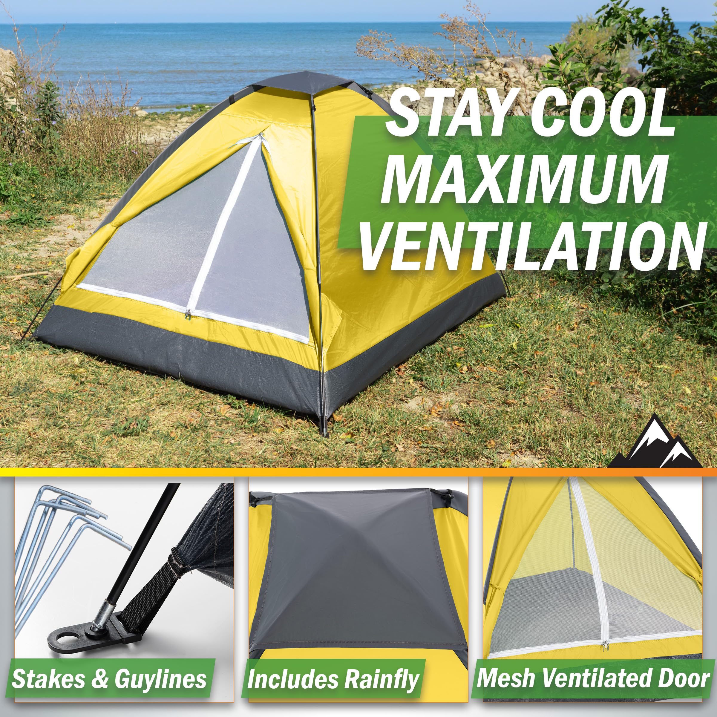 Wakeman 2-person tent ventilation window for fresh air