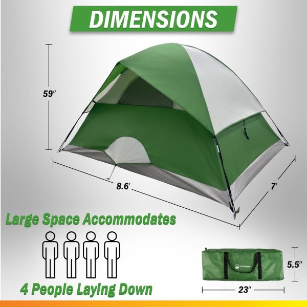 Wakeman 4-person tent interior organizer pocket keeps essentials within reach.