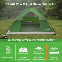 Wakeman 4-person tent removable rainfly offers weather-ready shelter.