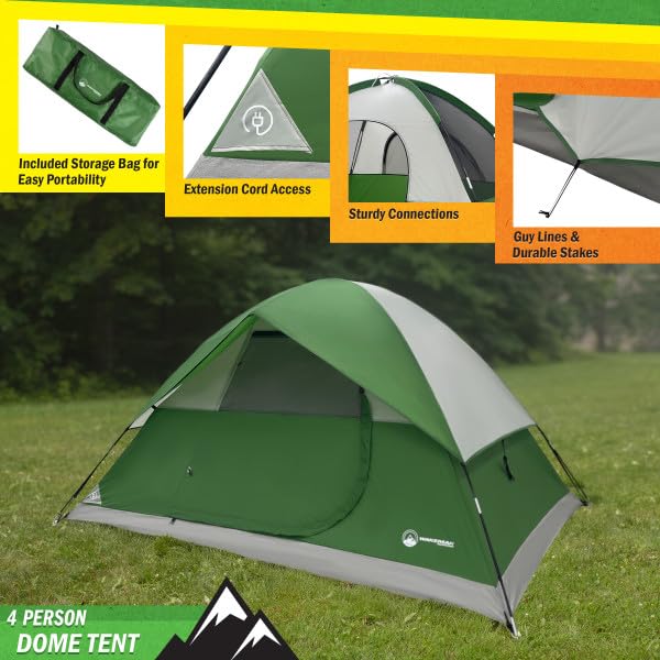 Wakeman 4-person tent ventilated mesh walls improve airflow.