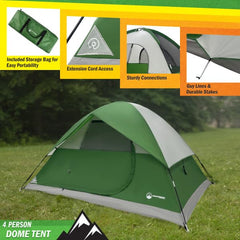 Wakeman 4-person tent ventilated mesh walls improve airflow.