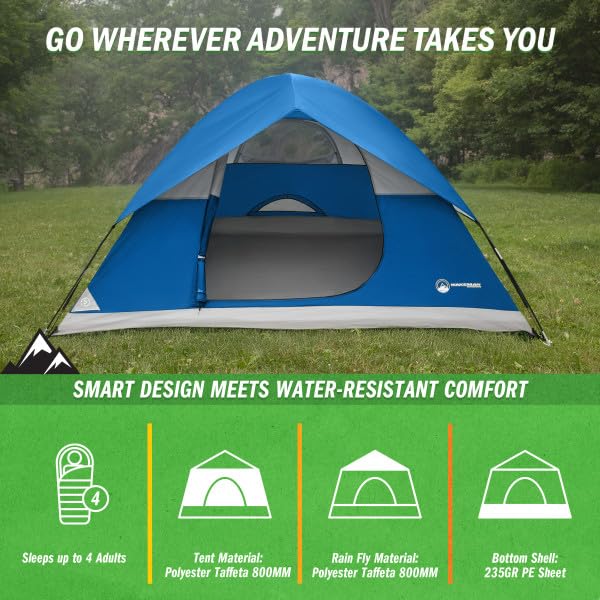 Wakeman 4-person tent ventilation with mesh walls keeps air flowing.