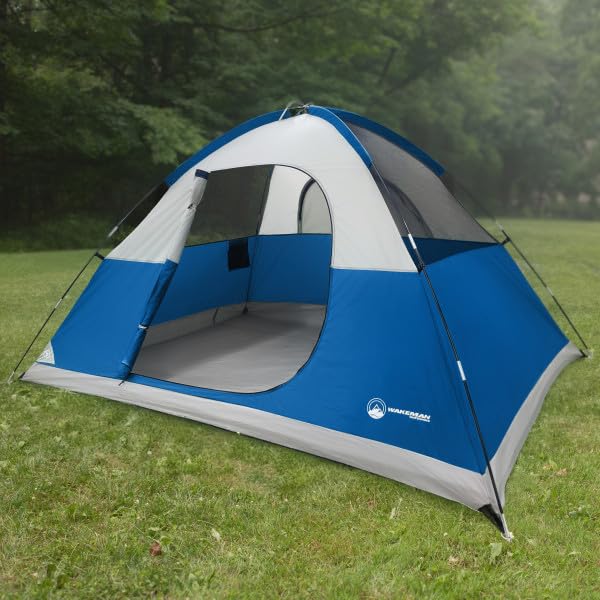 Wakeman blue tent on full setup highlights spacious interior.