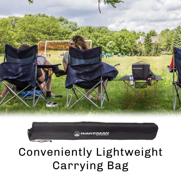 Wakeman Camp Table folded for compact storage.