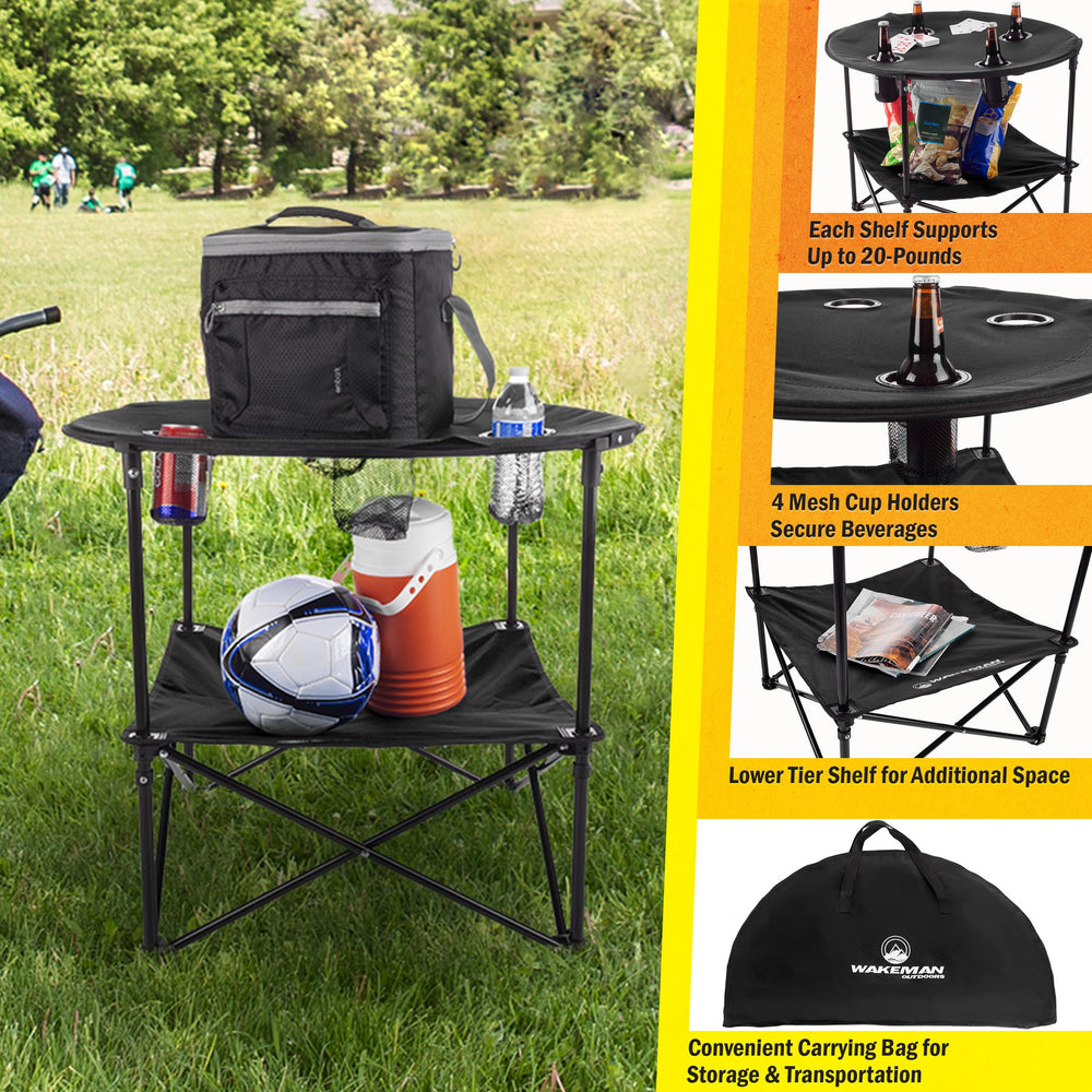 Wakeman Camping Table compact size fits in car trunk for picnics