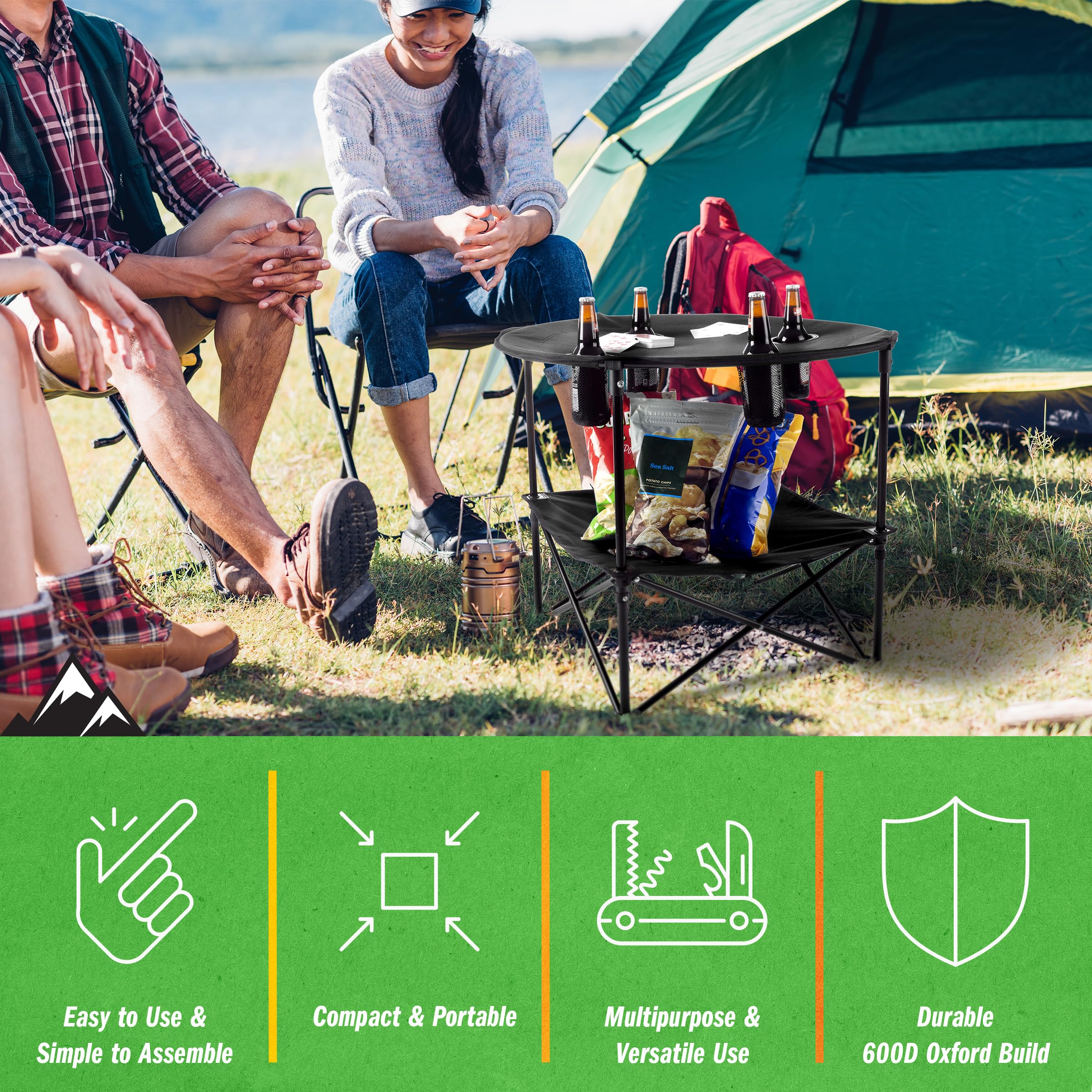 Wakeman Camping Table lightweight and durable frame ready for beach setup