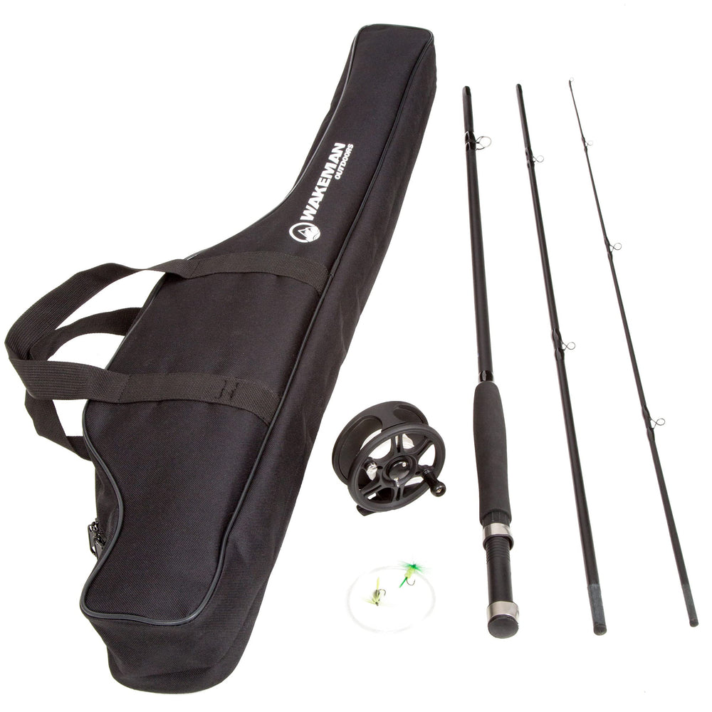 Wakeman Charter Series fly rod and reel combo for beginners on the water.