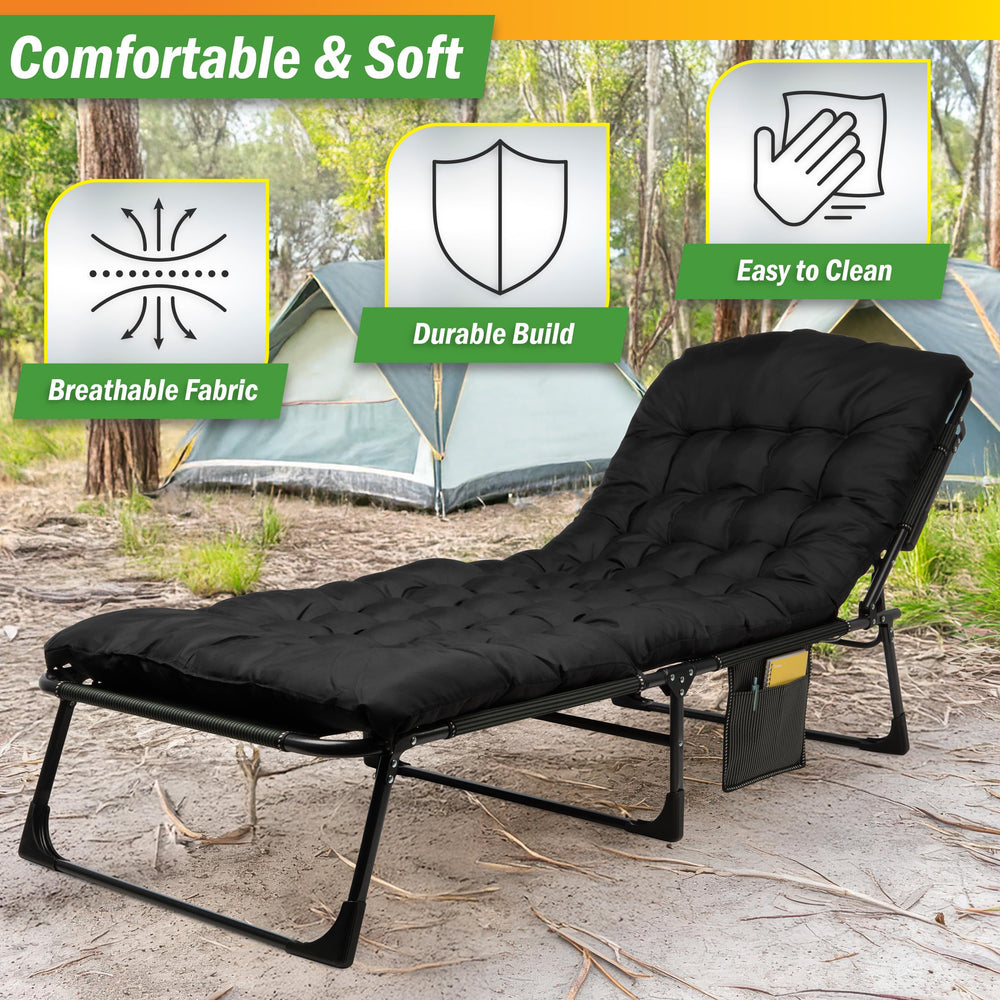Wakeman portable travel bed supports up to 440 pounds for reliable outdoor use.