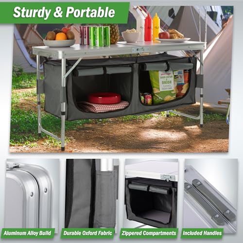 Wakeman adjustable-height folding table demonstrates flexible height for dining or workstation.