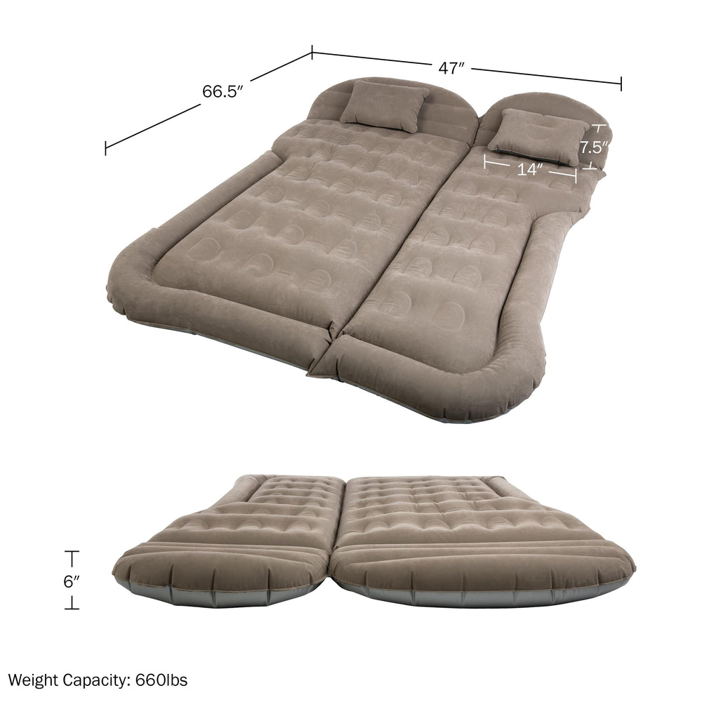 Compact Wakeman mattress folded into its carrying bag for easy transport.